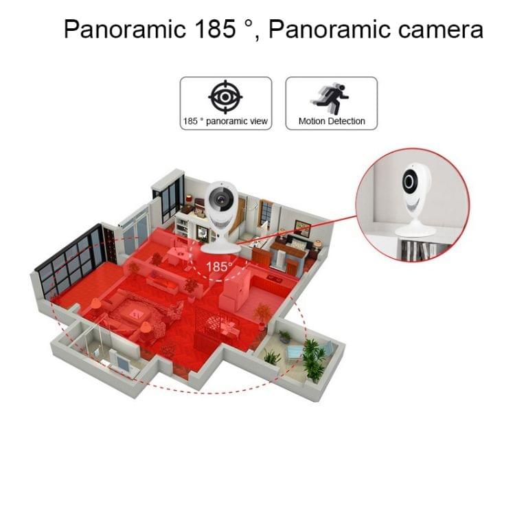 360EyeS EC8-G6 180 Degree HD Network Panoramic Camera with TF Card Slot ,Support Mobile Phones Control(Black)