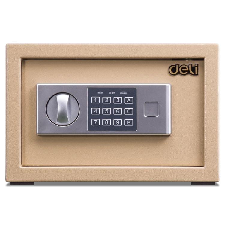 Deli Home Office Hotel Mini Electronic Security Lock Box Wall Cabinet Safety Box(Gold)