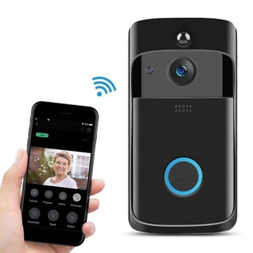 M4 720P Smart WIFI Ultra Low Power Video PIR Visual Doorbell with 3 Battery Slots,Support Mobile Phone Remote Monitoring & Night Vision & 166 Degree Wide-angle Camera Lens (Black)