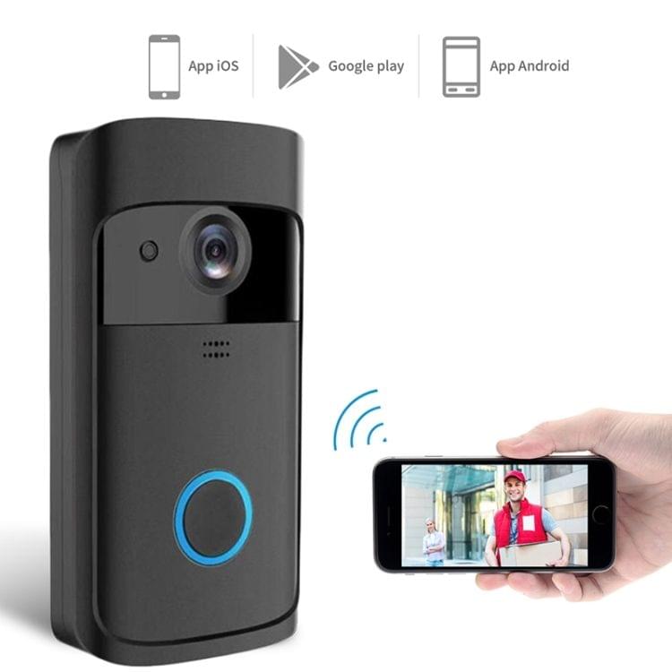M4 720P Smart WIFI Ultra Low Power Video PIR Visual Doorbell with 3 Battery Slots,Support Mobile Phone Remote Monitoring & Night Vision & 166 Degree Wide-angle Camera Lens (Black)