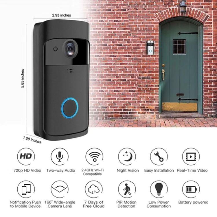 M4 720P Smart WIFI Ultra Low Power Video PIR Visual Doorbell with 3 Battery Slots,Support Mobile Phone Remote Monitoring & Night Vision & 166 Degree Wide-angle Camera Lens (Black)