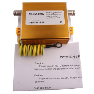 220V 2 in 1 Power Video Signal Security Surge Lightning Arrester (Golden)