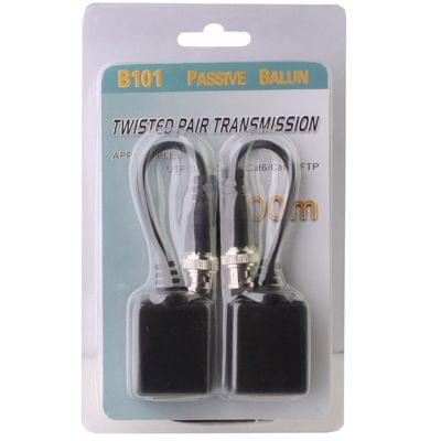 2 PCS Passive Balun Twisted Pair Transceiver(Black)