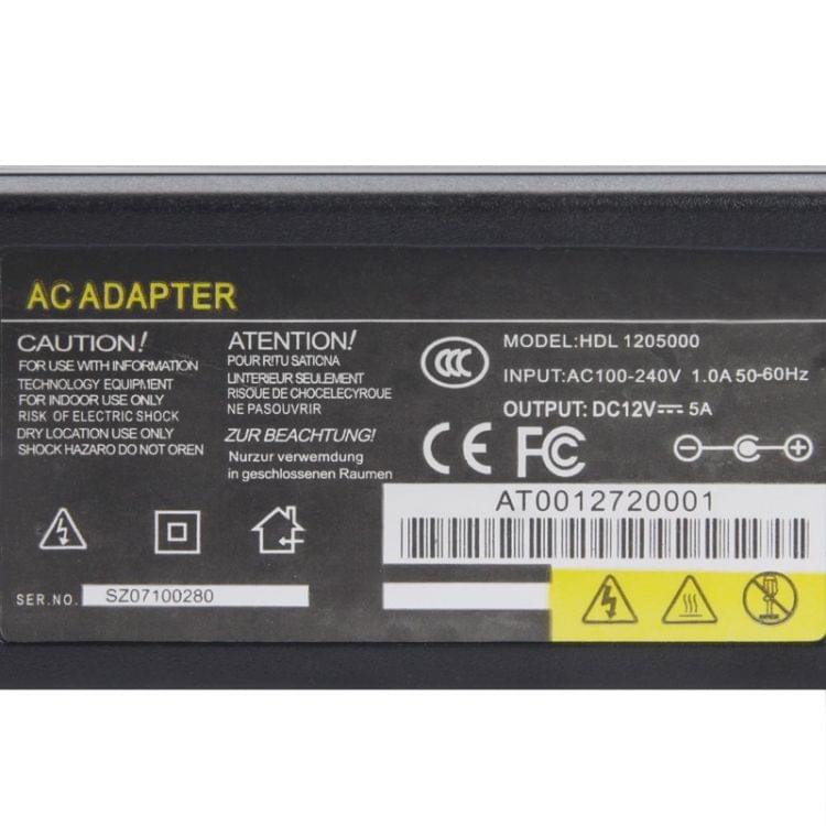 UK Plug 12V 5A / 16 Channel DVR AC Power Adapter, Output Tips: 5.5 x 2.5mm