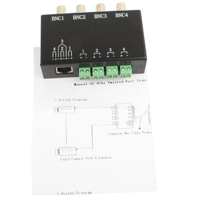 4 Channel Passive Video BNC to UTP RJ45 Balun Transceiver