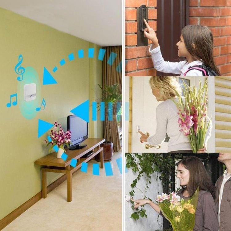 B10 52 Chimes 110dB Wireless WiFi Doorbell Receiver Low Power Consumption Home Door Tools, US Plug, AC 90-250V(Black)