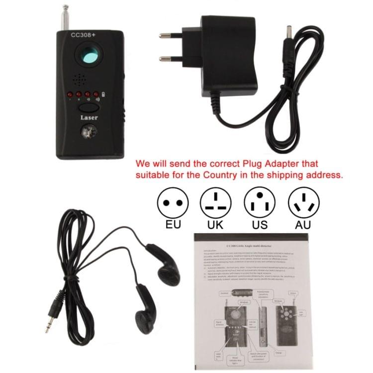 CC308+ Multi-Detector Full-Range All-Round Detector For Hidden Mini Camera / IP Lens/ GMS / RF Signal Detector Finder(Black)