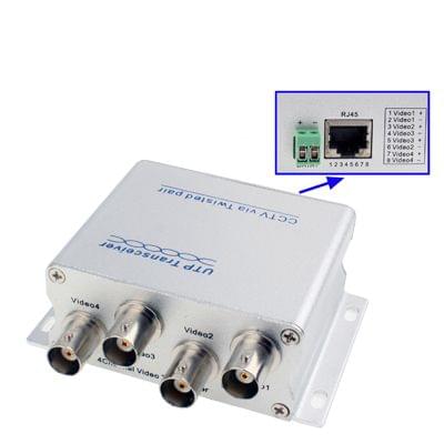 4 BNC Channel to RJ45 CCTV UTP Passive Video Transceiver