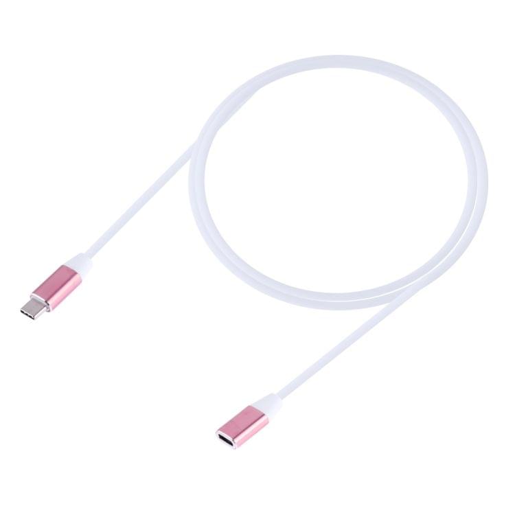 USB-C / Type-C Male to USB-C Female Aluminum Alloy Extender Extension Cable, Length: 1m(Pink)