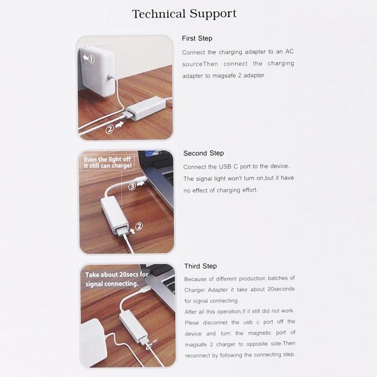 AnyWatt 5 Pin MagSafe 2 Magnetic T-Tip Female to USB-C / Type-C Male Charge Adapter Converter for MacBook Pro(White)