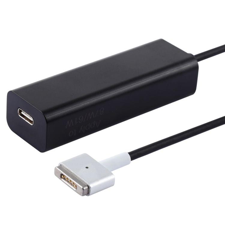 AnyWatt 60W USB-C / Type-C Female to 5 Pin MagSafe 2 Male T Head Series Charge Adapter Converter for MacBook Pro (Black)