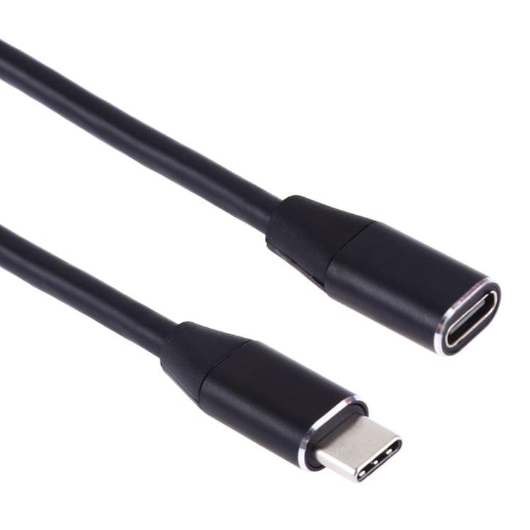 USB-C / Type-C Male to USB-C Female Aluminum Alloy Extender Extension Cable, Length: 1m(Black)