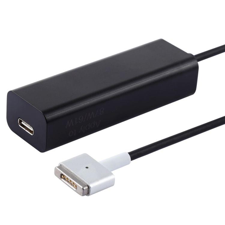 AnyWatt 45W USB-C / Type-C Female to 5 Pin MagSafe 2 Male T Head Series Charge Adapter Converter for MacBook Pro(Black)