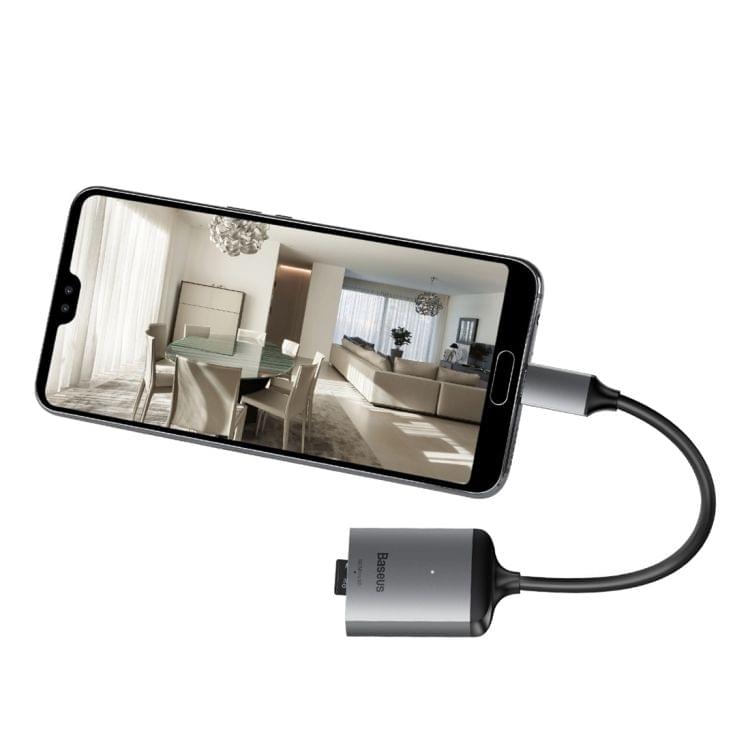 Baseus CAHUB-P0G Enjoy Series USB-C / Type-C to SD / TF Card Reader HUB Adapter (Dark Gray)