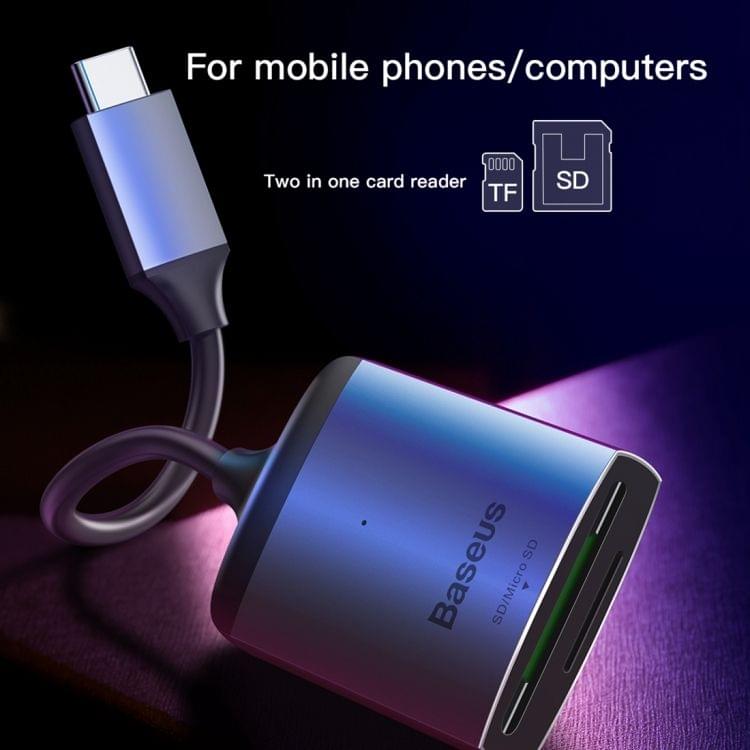 Baseus CAHUB-P0G Enjoy Series USB-C / Type-C to SD / TF Card Reader HUB Adapter (Dark Gray)