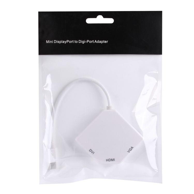 3 in 1 Mini Display Port to HDMI / VGA / DVI Digi-port Adapter(White)