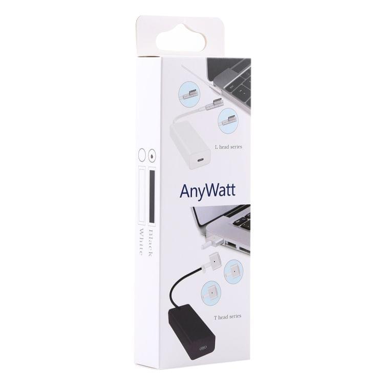 AnyWatt 60W USB-C / Type-C Female to 5 Pin MagSafe 1 Male L Head Series Charge Adapter Converter for MacBook (White)