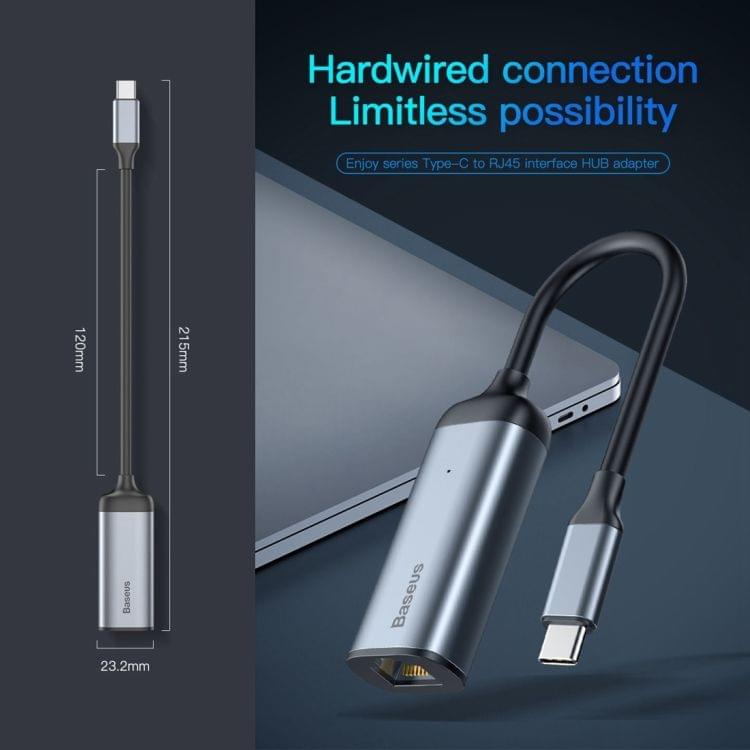 Baseus CAHUB-H0G Enjoy Series USB-C / Type-C to RJ45 Interface HUB Adapter (Dark Gray)