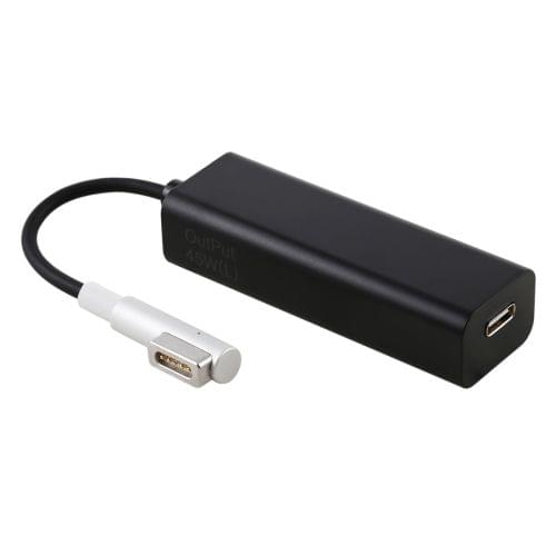 AnyWatt 45W USB-C / Type-C Female to 5 Pin MagSafe 1 Male L Head Series Charge Adapter Converter for MacBook (Black)