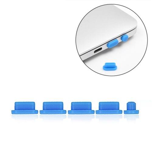 5 in 1 Silicone Anti Dust Plug Protective Cover for MacBook Pro 13.3 inch A1706 (2016 - 2017), MacBook Pro 13.3 inch A1708 (2016 - 2017), MacBook Pro 15.4 inch A1707 (2016 - 2017)(Blue)