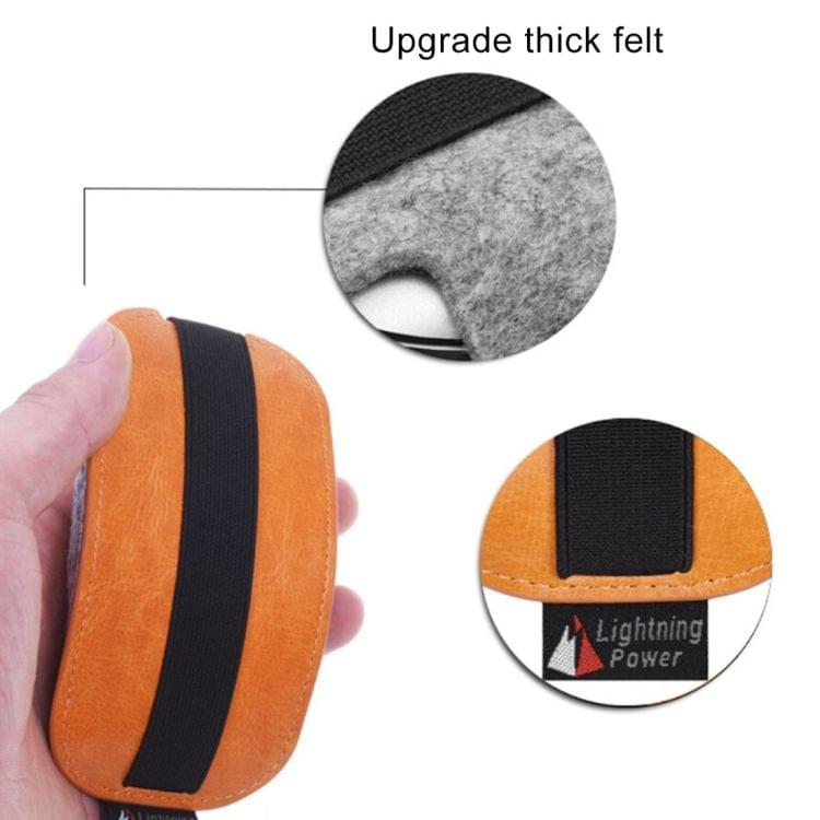 For Apple Magic Mouse 2 European Style Portable Dustproof Storage Bag PU Leather Wool Felt Protective Bag(Orange)