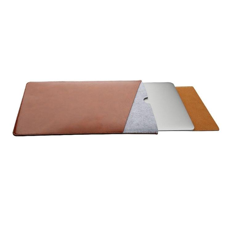 Laptop Microfiber Leather Double Layer Inner Bag for MacBook Pro 15.4 inch (Light Brown)