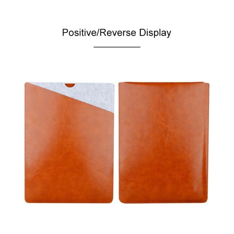 Laptop Microfiber Leather Double Layer Inner Bag for MacBook Pro 15.4 inch (Light Brown)
