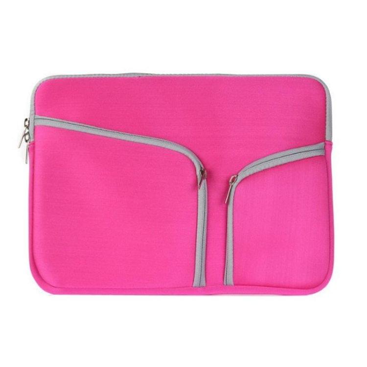 Double Pocket Zip Handbag Laptop Bag for Macbook Pro 15 inch(Magenta)