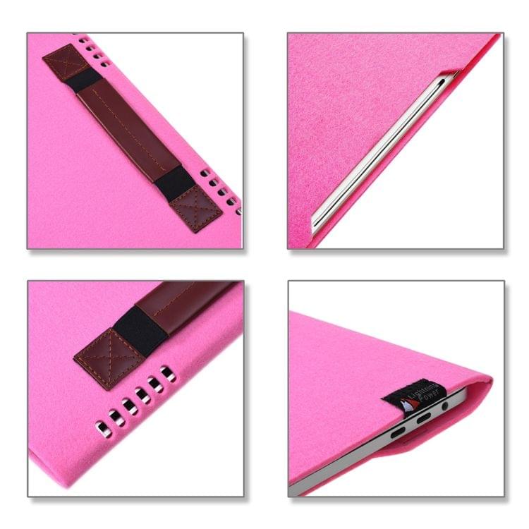 Portable Stylish Business Felt Sleeve Bag Protective Case for MacBook 13.3 inch (Pink)