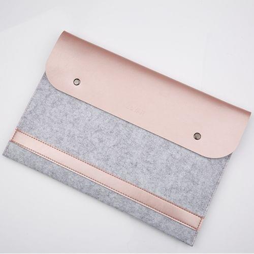 Horizontal Laptop Microfiber Leather Polyester Felt Double Magnetic Buckle Inner Bag for MacBook 12 inch (Rose Gold)