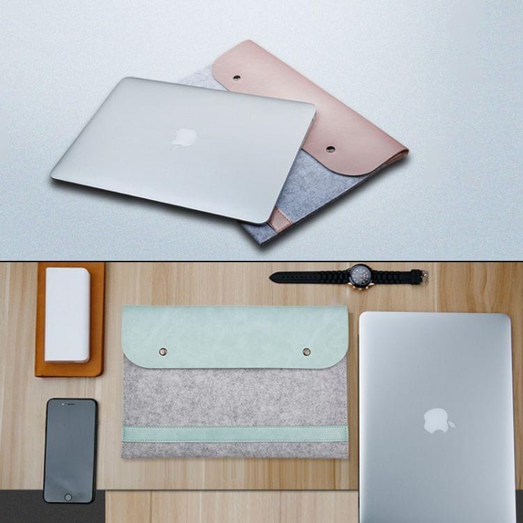 Horizontal Laptop Microfiber Leather Polyester Felt Double Magnetic Buckle Inner Bag for MacBook 12 inch (Rose Gold)