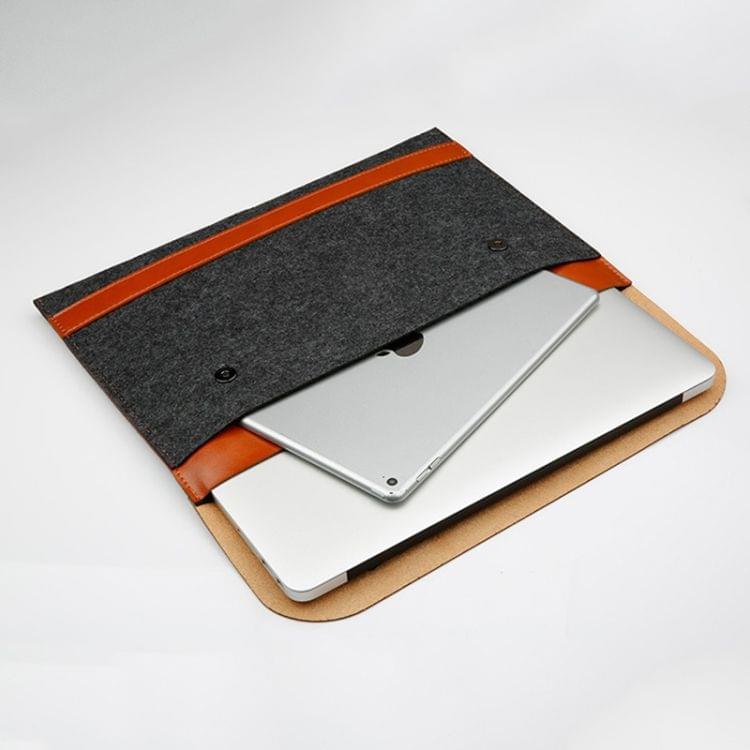 Horizontal Laptop Microfiber Leather Polyester Felt Double Magnetic Buckle Inner Bag for MacBook Pro 15.4 inch A1707 (2016 - 2017) (Light Brown)