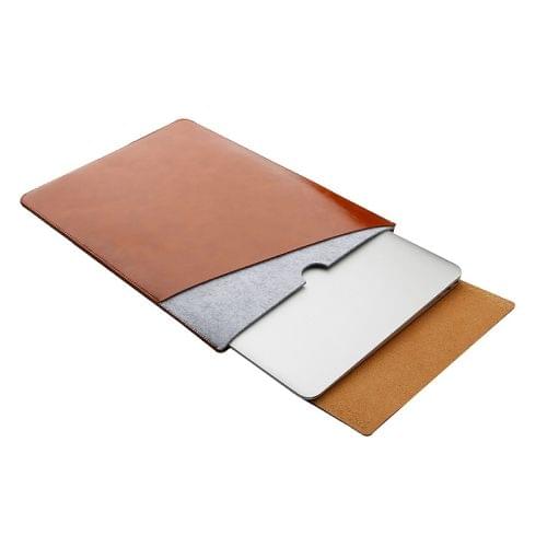 Laptop Microfiber Leather Double Layer Inner Bag for MacBook 13.3 inch (Light Brown)