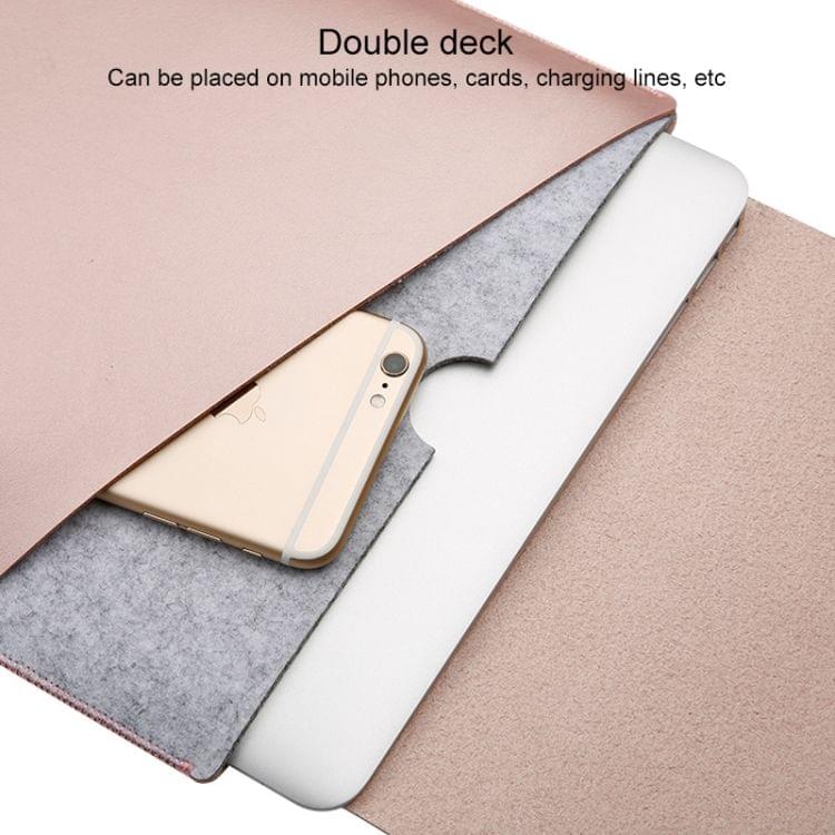 Laptop Microfiber Leather Double Layer Inner Bag for MacBook 13.3 inch (Light Brown)
