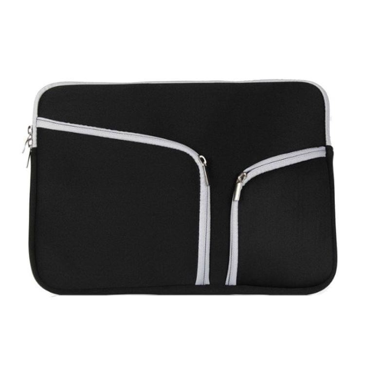 Double Pocket Zip Handbag Laptop Bag for Macbook Air 13 inch(Black)