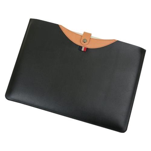 Horizontal Magnetic Buckle Laptop Microfiber Leather Inner Bag for MacBook Air 13.3 inch(Black Brown)