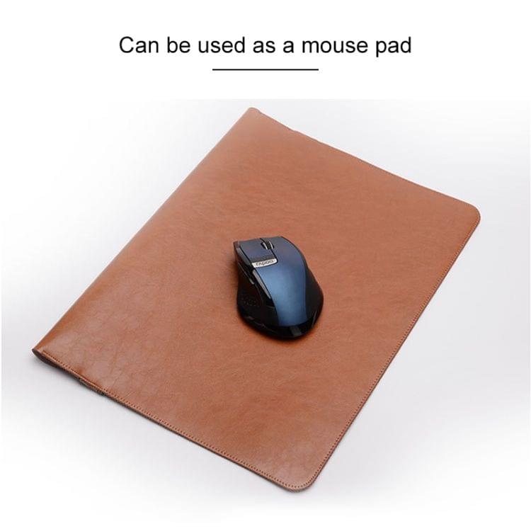 Horizontal Elastic Band Laptop Microfiber Leather Inner Bag for MacBook Air 13.3 inch (Light Brown)