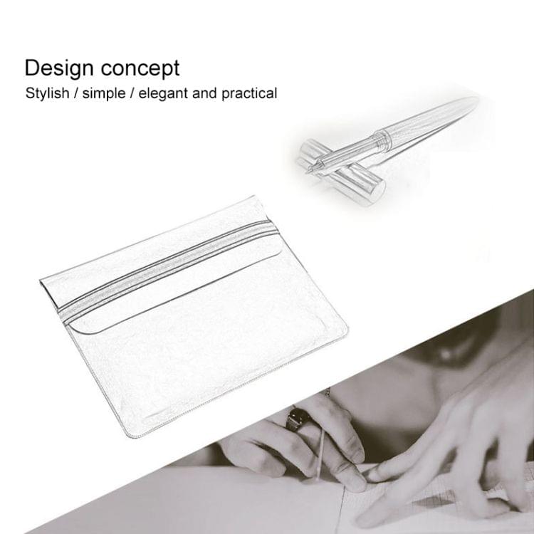 Horizontal Elastic Band Laptop Microfiber Leather Inner Bag for MacBook Air 13.3 inch (Light Brown)