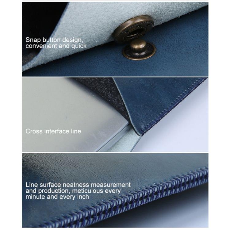 Flip Cover Laptop Microfiber Leather Inner Bag for MacBook Air 11.6 inch (Blue)