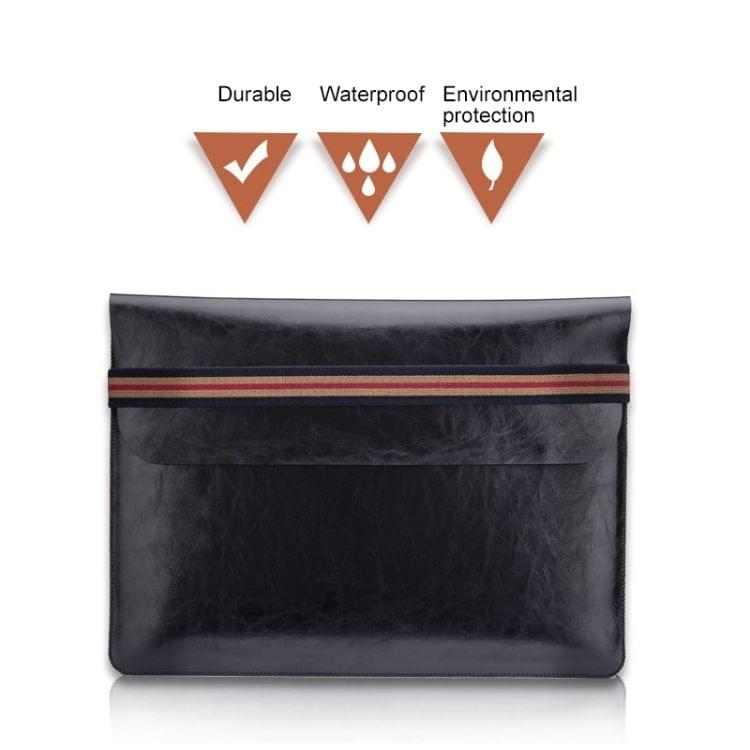 Horizontal Elastic Band Laptop Microfiber Leather Inner Bag for MacBook Pro 13.3 inch A1708 (2016 - 2017) / A1706 (2016 - 2017) (Light Brown)