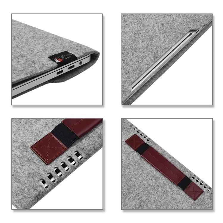 Portable Stylish Business Felt Sleeve Bag Protective Case for MacBook 13.3 inch (Light Grey)