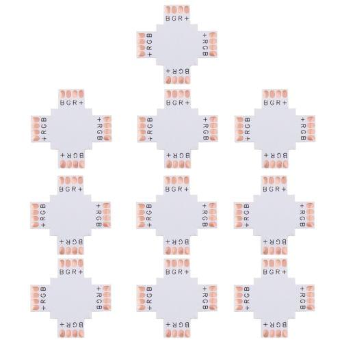 10 PCS 10mm 4 Pin + Type Connector FPC Board for RGB SMD 5050 LED Strip