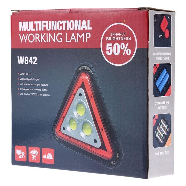 W842 COB + Red LED Multi-function Outdoor Foldable USB Charging Warning Safety Light LED Working Lamp