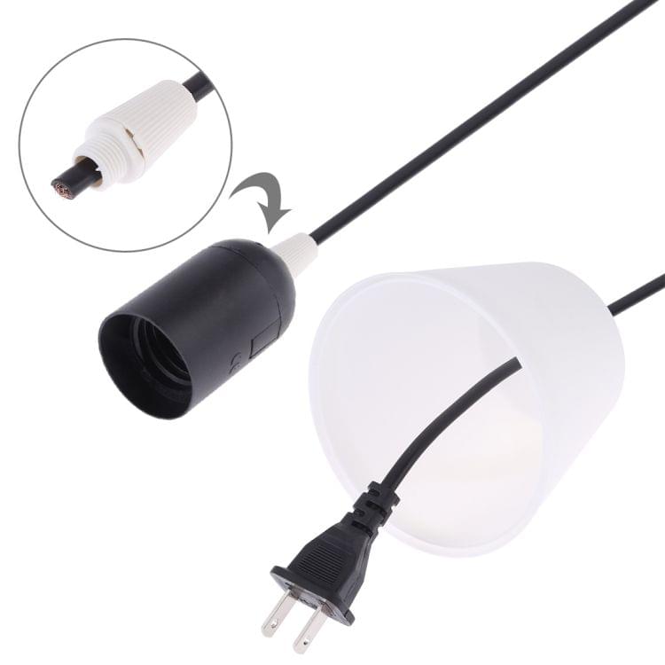 E27 Wire Cap Lamp Holder Chandelier Power Socket with Lampshade & 1.5m Extension Cable, US Plug