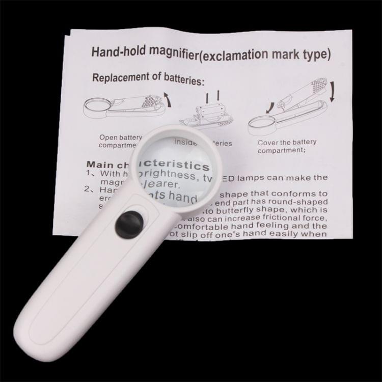 15X Handheld Exclamation Mark Type Magnifier with 2 LED