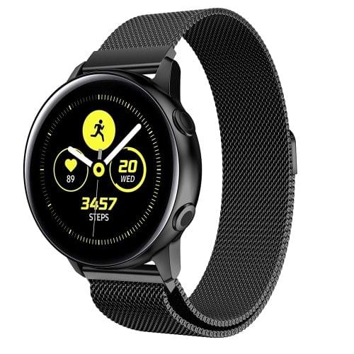 Milanis Magnetic Stainless Steel Mesh Wrist Strap WatchBand for Galaxy Watch Active 20mm (Black)