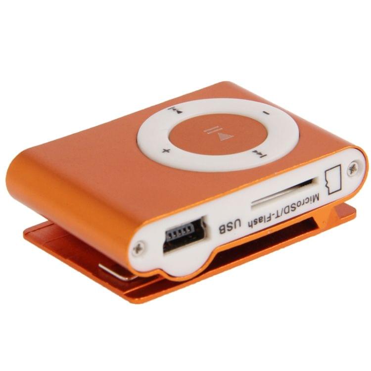 TF (Micro SD) Card Slot MP3 Player with Metal Clip(Orange)