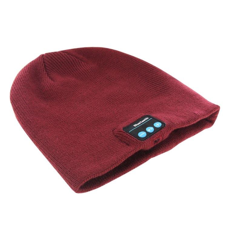 Knitted Bluetooth Headset Warm Winter Hat with Mic for Boy & Girl & Adults (Wine Red)