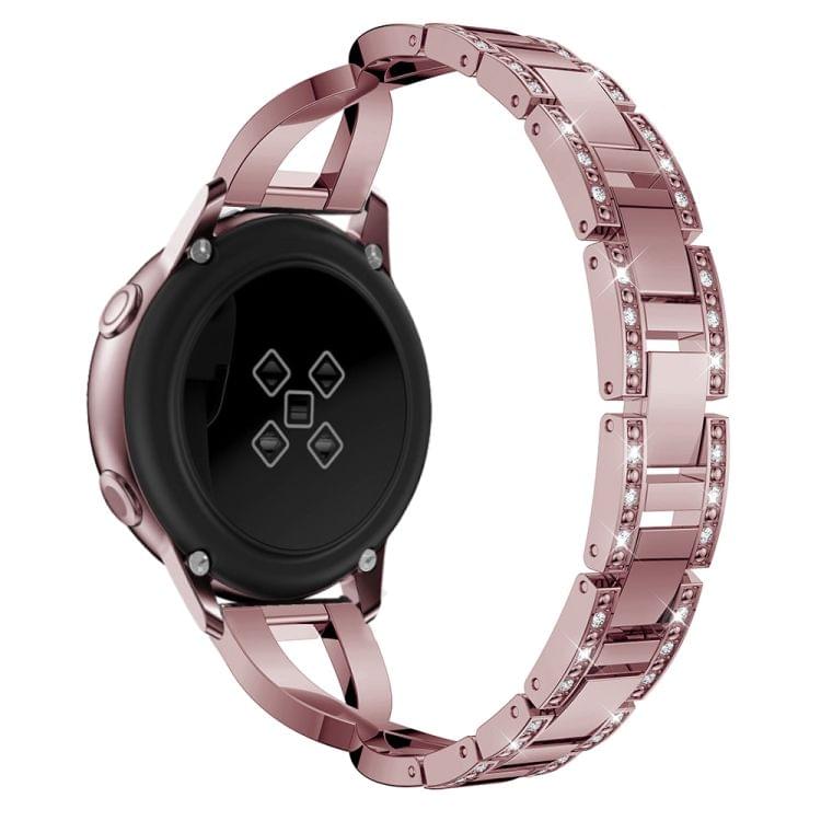 X-shaped Diamond Stainless Steel Wrist Strap WatchBand for Galaxy Watch Active 20mm (Pink)