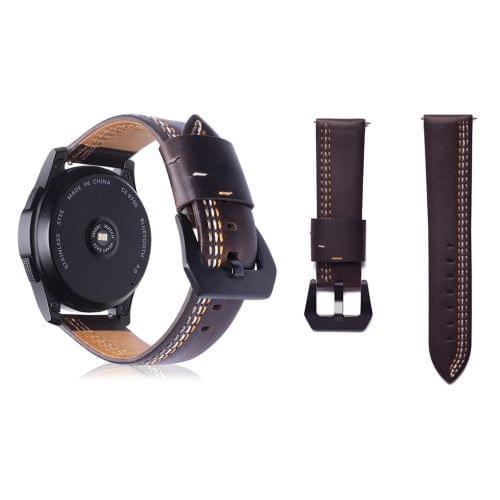 Three Lines Pattern Top-grain Leather Wrist Watch Band for Samsung Gear S3 22mm (Coffee)